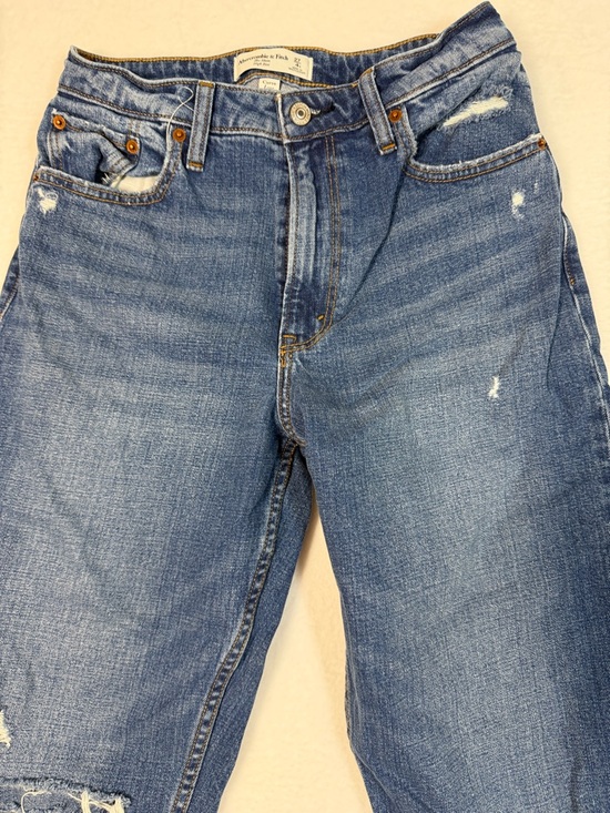 Abercrombie & Fitch Mom High Rise Jeans - Dark Blue Denim Curve Love size 4/27 - Picture 4 of 11